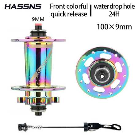 24H Hub Repalcement for Front Wheel 9mm x 100mm Rainbow