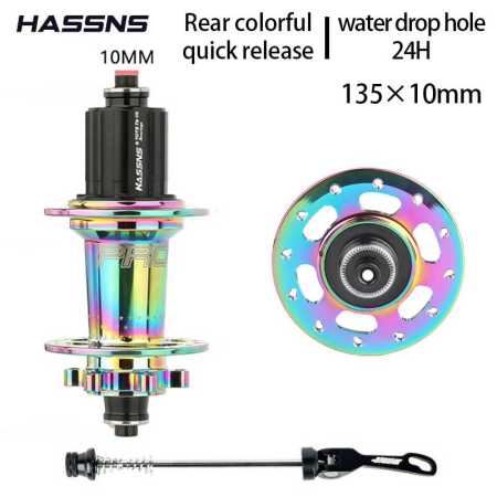 24H Hub Repalcement for Rear Wheel 10mm x 135mm Rainbow