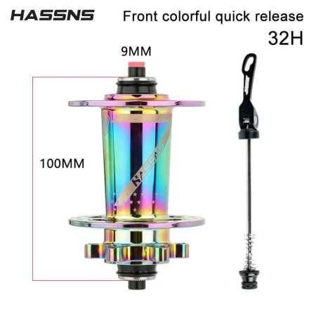 32H Front Bike Hub with Quick Release Rainbow Coloured