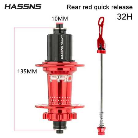 32H Rear Bike Hub with Quick Release Red Coloured