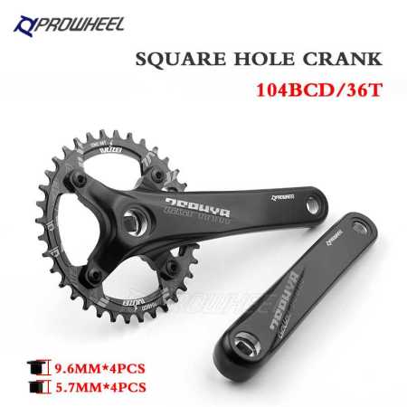 36T PROWHEEL Bicycle Square Hole Sprocket 104BCD 170mm