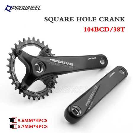 38T PROWHEEL Bicycle Square Hole Sprocket 104BCD 170mm