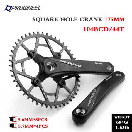 44T PROWHEEL Bicycle Square Hole Sprocket 104BCD 170mm