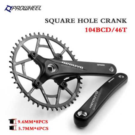46T PROWHEEL Bicycle Square Hole Sprocket 104BCD 170mm