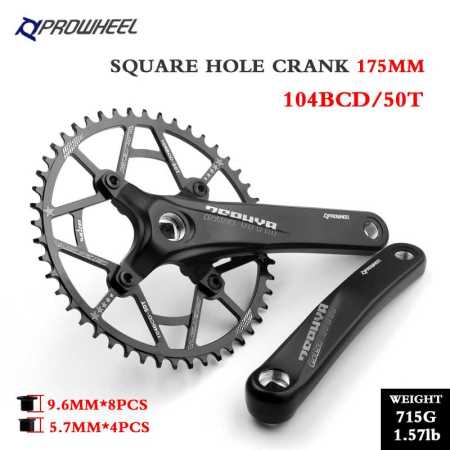 50T PROWHEEL Bicycle Square Hole Sprocket 104BCD 170mm
