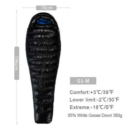 Aegismax G1 medium Down Sleeping Bag -2 to 3 Degrees 