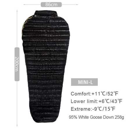 Aegismax Mini Black Sleepng Bag 8 to 11 Degrees