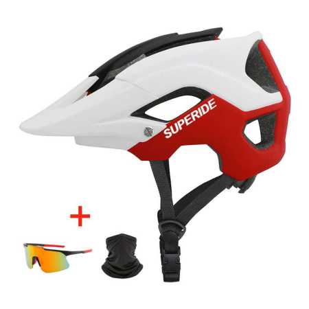 Bicycle Sunglasses with Helmet Face Neck Warmer Red White Colours