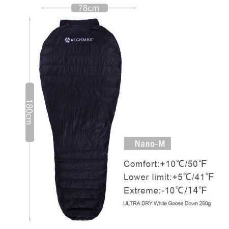 Black Aegismax Nano Sleeping Bag 5 to 10 Degrees Medium