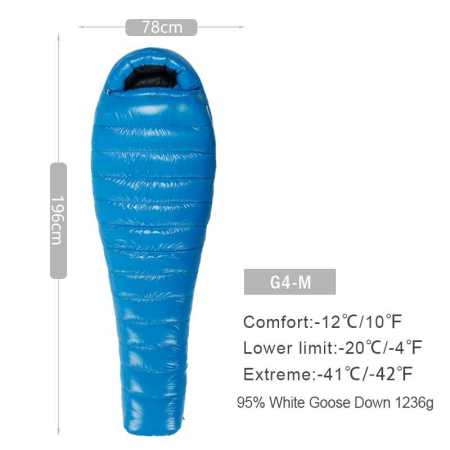 Blue G4 Ultralight Sleeping Bag -20 to -12 Degrees Medium