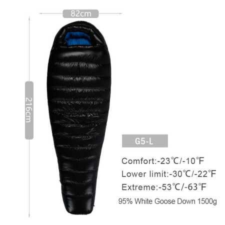 G5 Black Sleeping Bag Large -30 to -23 Degrees