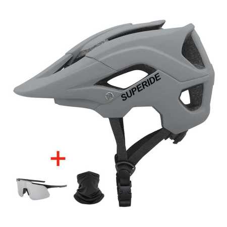 Gray Bike Helmet with Glass Neck and Face Warmer Combo