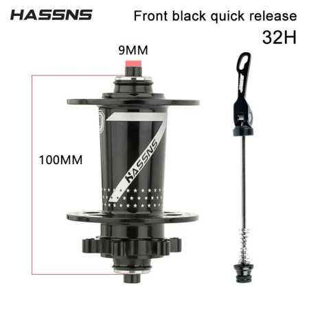 HASSNS Front Hub Repalcement for Bikes 9mm x 100mm Black