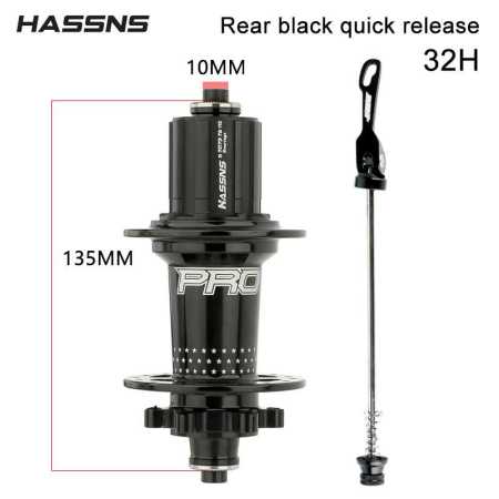 HASSNS Rear Hub Repalcement for Bikes 10mm x 135mm Black