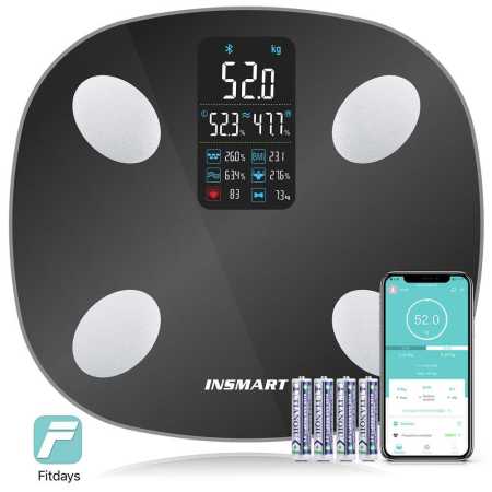 Insmart Scales WS022  Digital Body Weight Scale Body Fat Balance App tracking Black colour