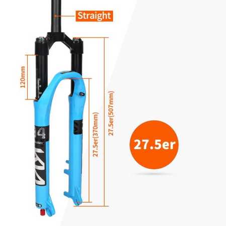 KN34 Magnesium Alloy MTB Bicycle Fork 27.5er Air Suspension Blue Colour