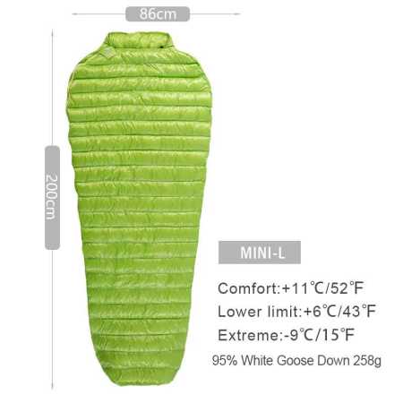 Large Aegismax Mini Green Sleepng Bag 8 to 11 Degrees