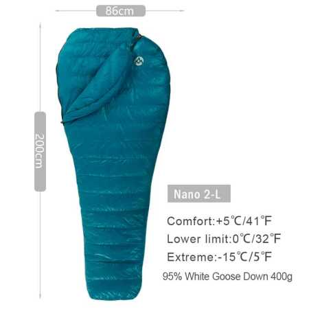Large Aegismax Nano 2 Ultralight Sleeping Bag 0 to 5 Degrees Blue