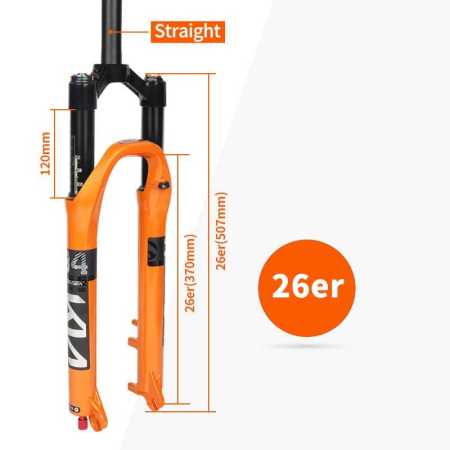 Magnesium Alloy MTB Bicycle Fork 26er Air Suspension Orange Colour