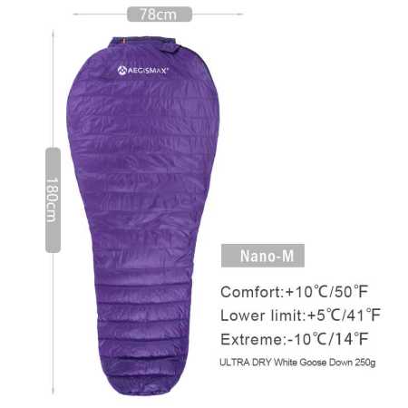 Purple Sleeping Bag Ultralight 5 to 10 Degrees Medium
