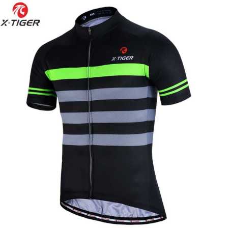 Quick Dry Cycling Shirt Black Green and Grey