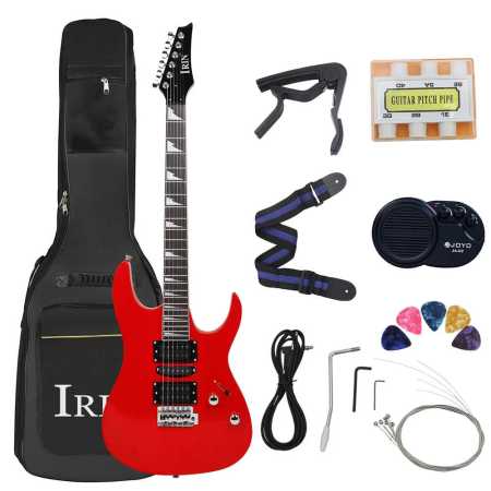 Red Irin Electric Guitar 24 Frets With Bag Mini Amp Pick and Accessories