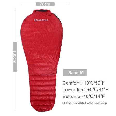 Red Ultralight Sleeping Bag 5 to 10 Degrees Medium