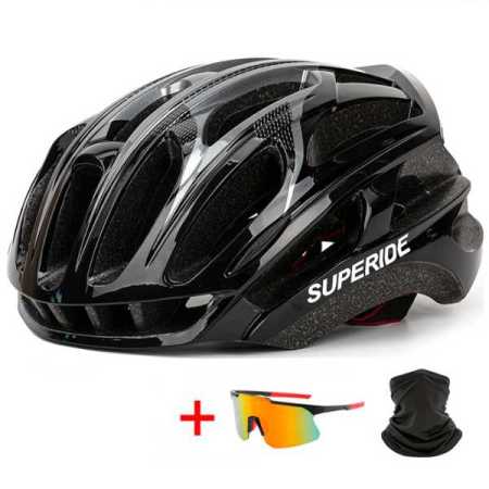 SUPERIDE Helmet  Sunglasses Neck Face Warmer Set Black Colour