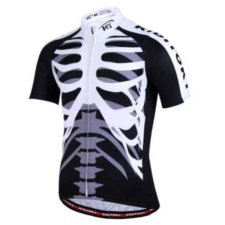 Skeleton Bike Cycling Shirt Black and White Quick Dry