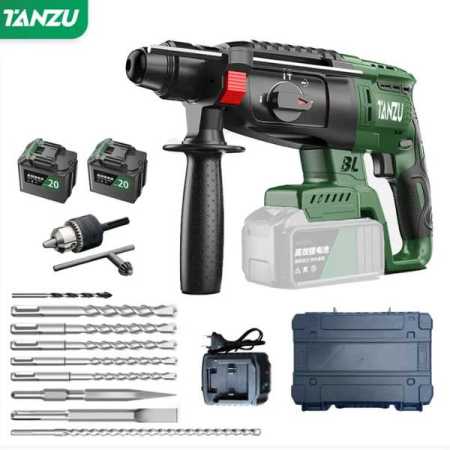 Tanzu 21V Brushless Motor Electric Hammer Cordless Drill Impact Driller Multifunction Rotary Rechargeable Power Tool With Battery