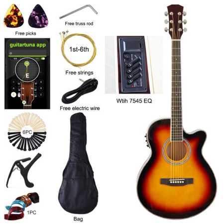 Thin Body Sunburst  Acoustic Guitar with Gig Bag and accessoriesjpg