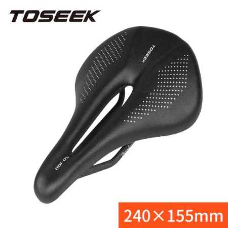 Toseek Carbon Saddle 240 x 155mm Super Light Leather Cushion 135g with Carbon Rails