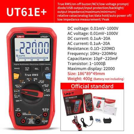 Uni T Tester UT61E Plus 22000 Counts AC DC 1000V Amp Meter Voltmeter True RMS Electric Multitester
