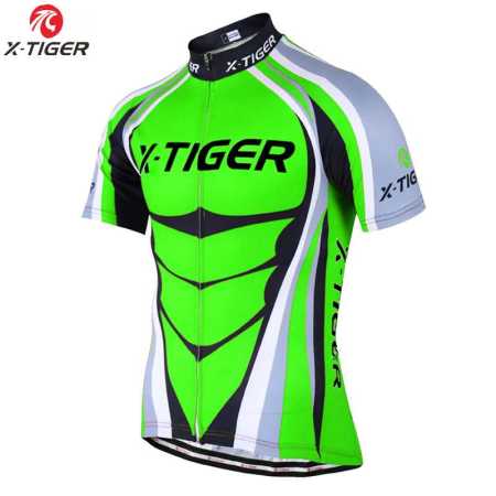 X Tiger Green Fluro Quick Dry Cycling Shirt